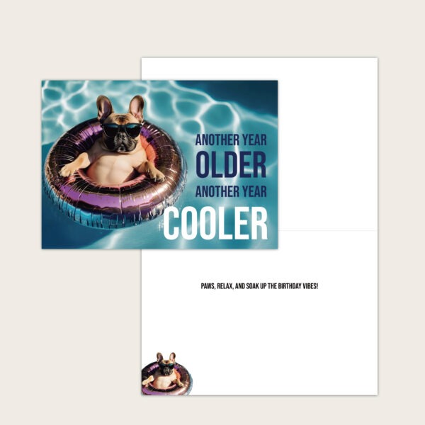 Cooler Pool Dog Birthday Card