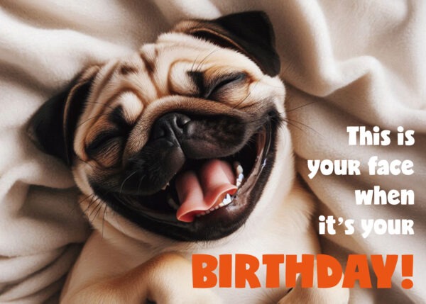 Pug's Smile Dog Birthday Card